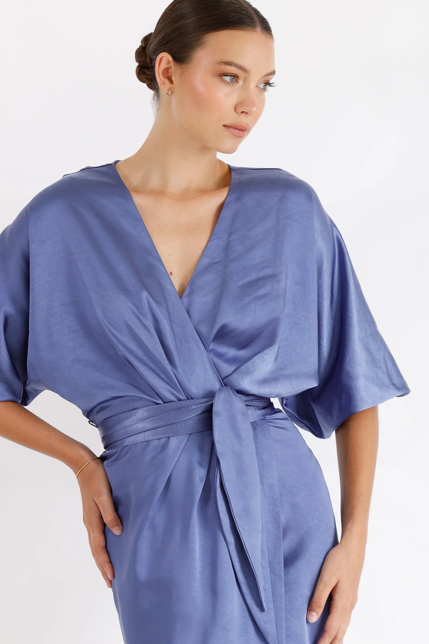 PASDUCHAS FIRST LIGHT WRAP MIDI DRESS - CORNFLOUR photo 2