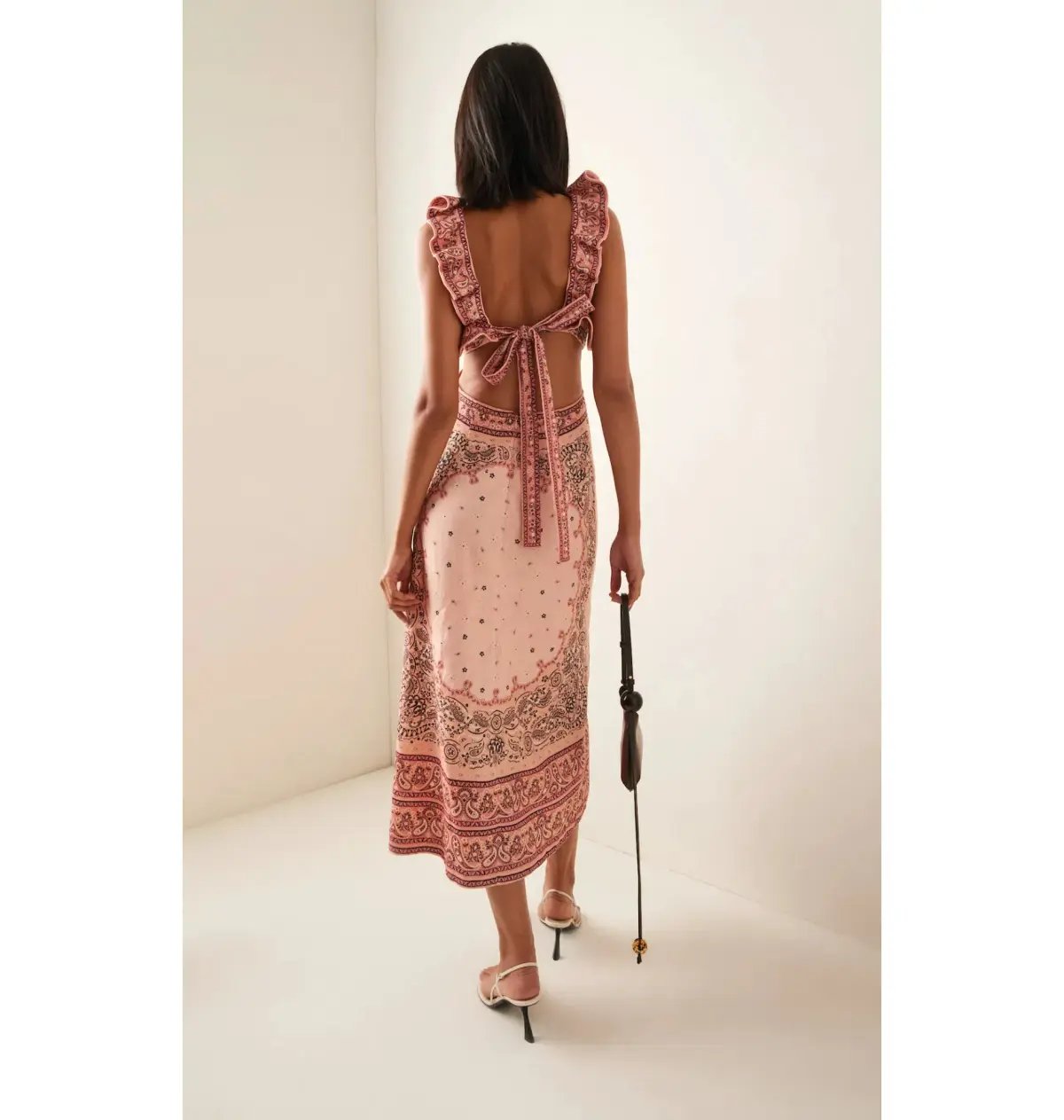 Zimmermann Matchmaker Frilled Midi Dress Pink Bandana Size 1 / AU 10 photo 2