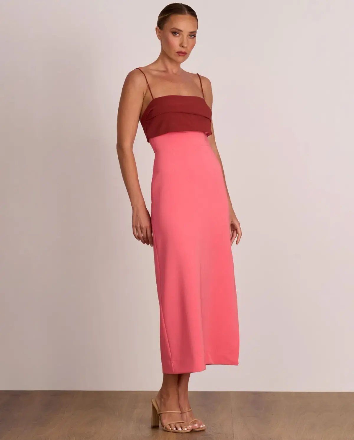 Pasduchas Ace Contrast Midi Dress Pink Red Size 8 photo 4