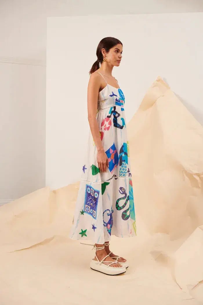 Kate Ford Pella Ladder Bustier Dress Multi Print Size 0 /Au 6 photo 4