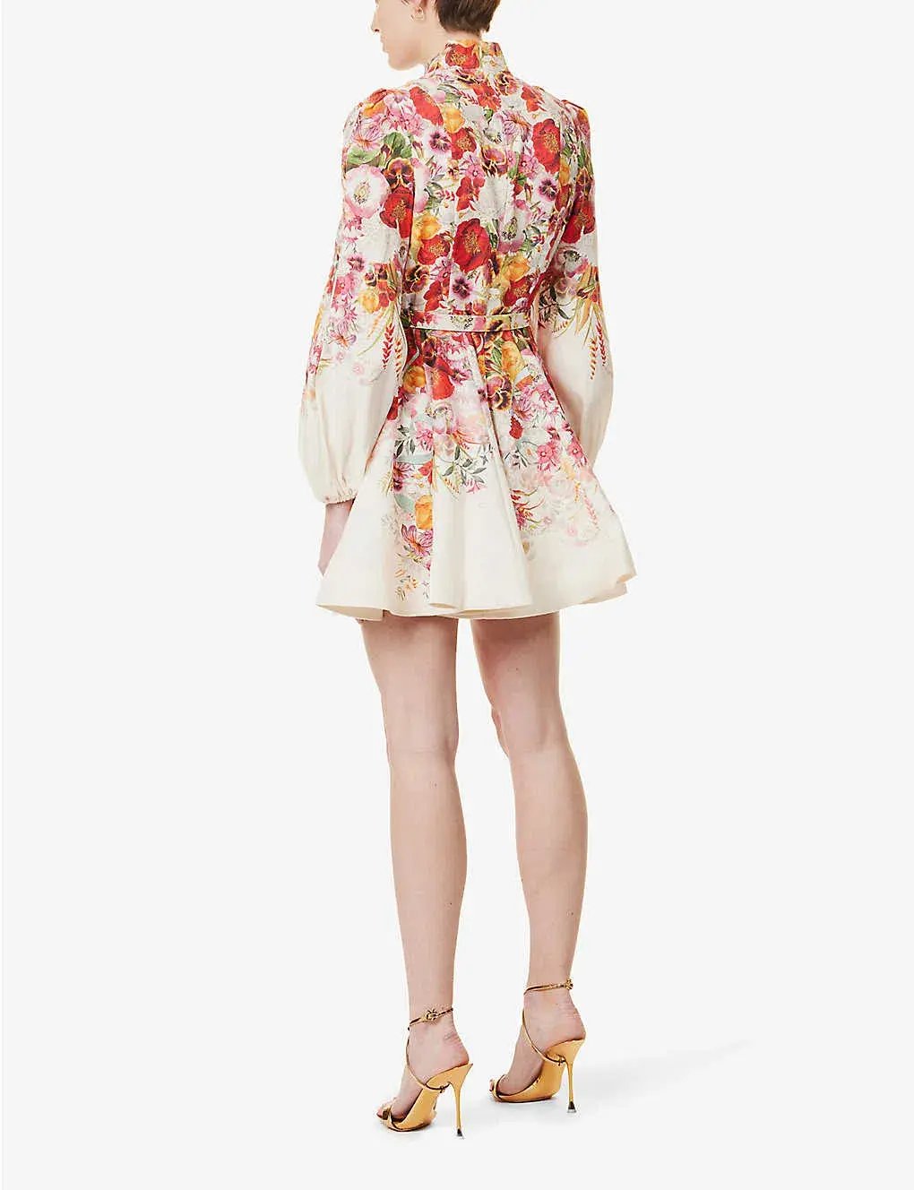 Zimmermann Wonderland Buttoned Mini Dress in Elka Poppy Ivory Border Size 1 / AU 10 photo 2