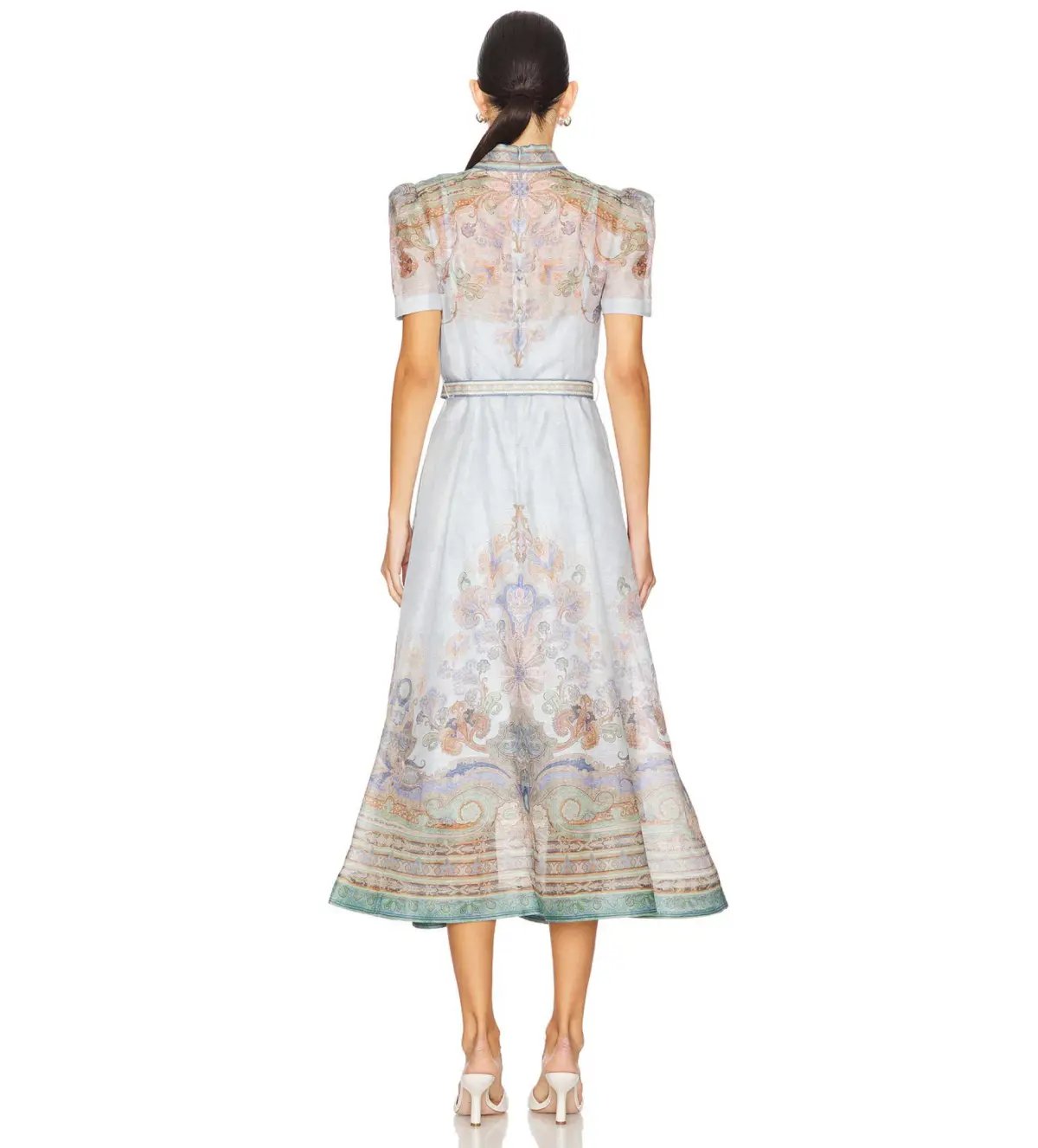 Zimmermann Eden Belted Midi Dress Blue Paisley Size 3 AU 14 photo 3