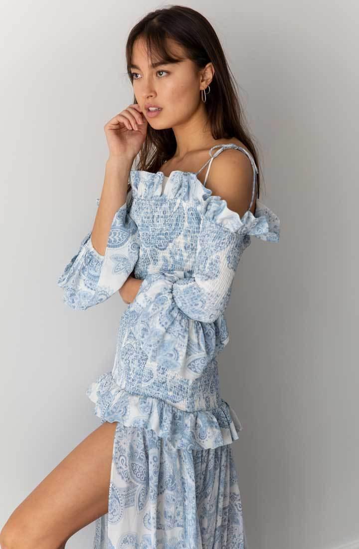 Thurley Golden Hour Dress in Blue bell Multi Size 8 photo 4