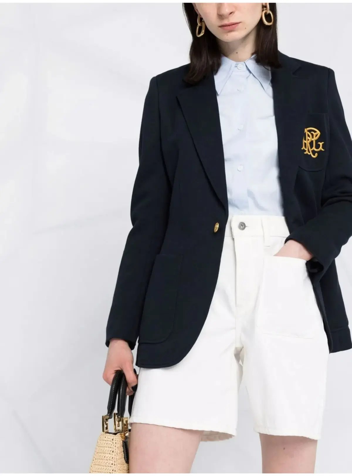 Ralph Lauren Crested Cotton Blazer Navy Size AU 6 photo 3