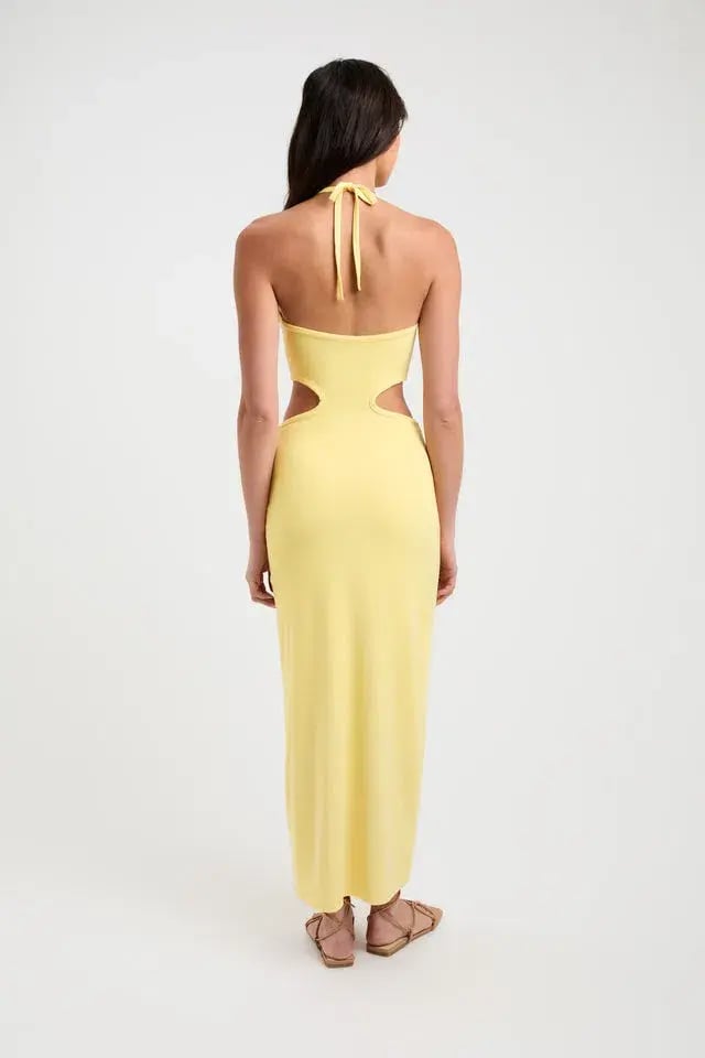 Kookai Alia Midi Dress Yellow Size 10 photo 2