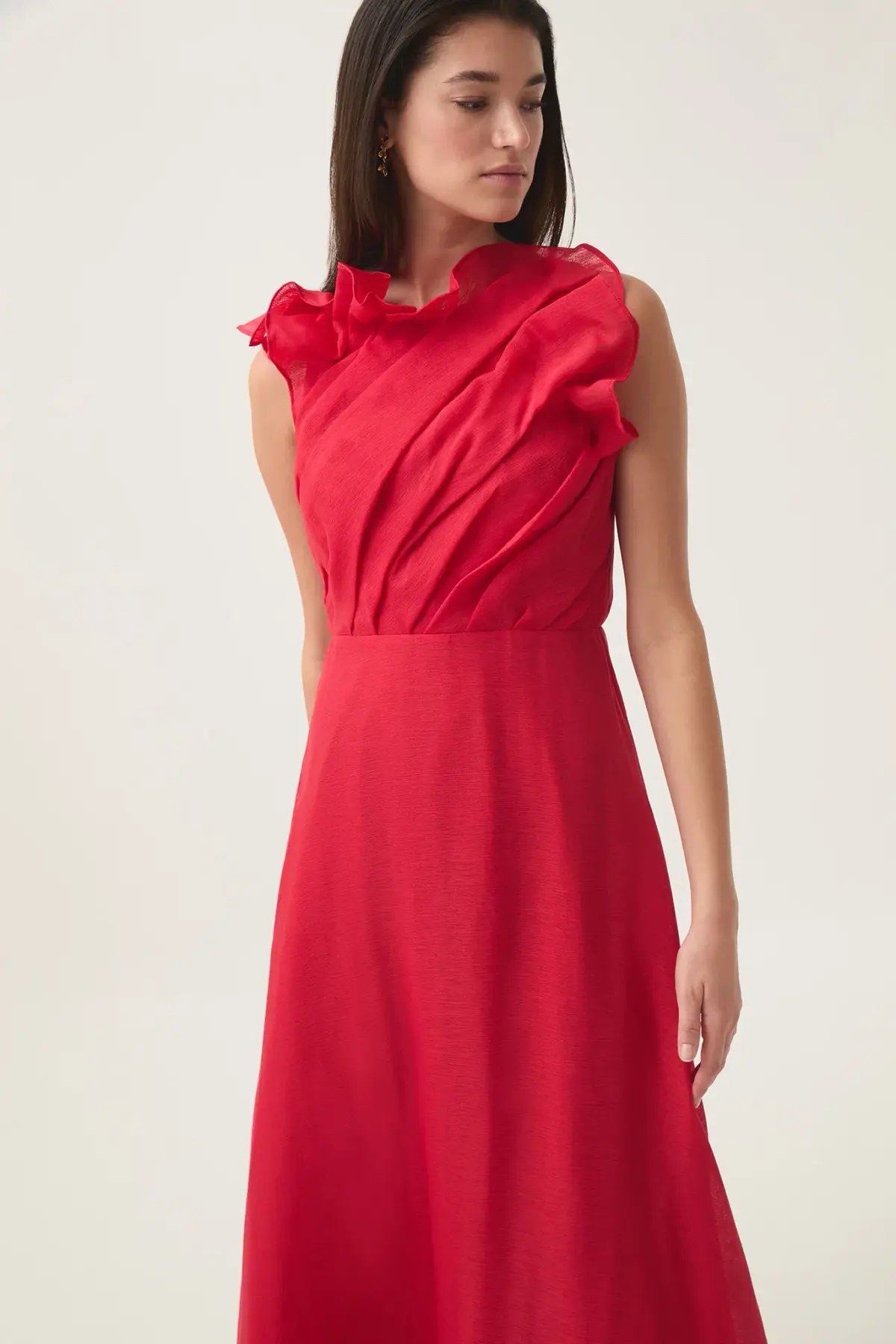 Aje Genesis Midi Dress Scarlet Red Size 12 photo 2