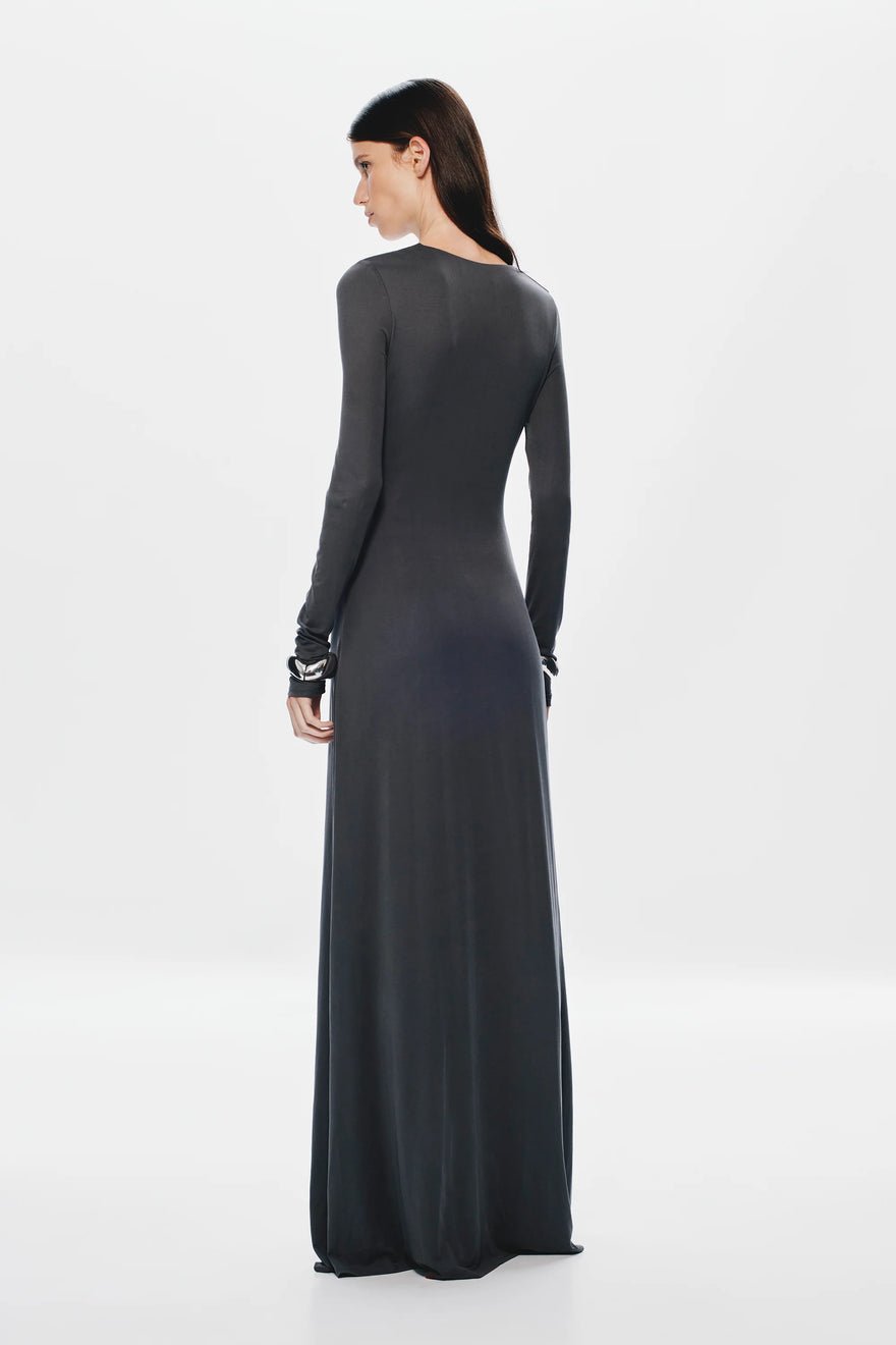 Misha Collection Jennifer Cupro Long Sleeve Maxi Dress - Vulcan Grey photo 4