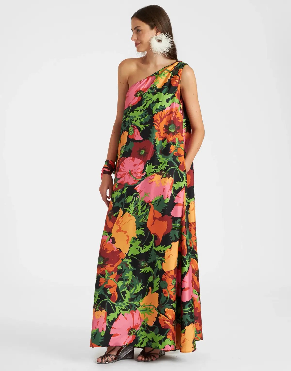 La Double J Roy Wonderland One Shoulder Dress Floral Size 8 photo 2