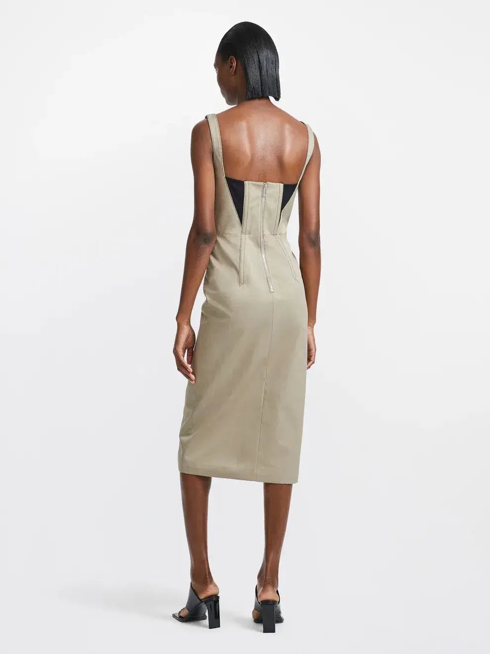 Dion Lee Fork Frame Corset Dress In Stone/Black Size AU 6 photo 3