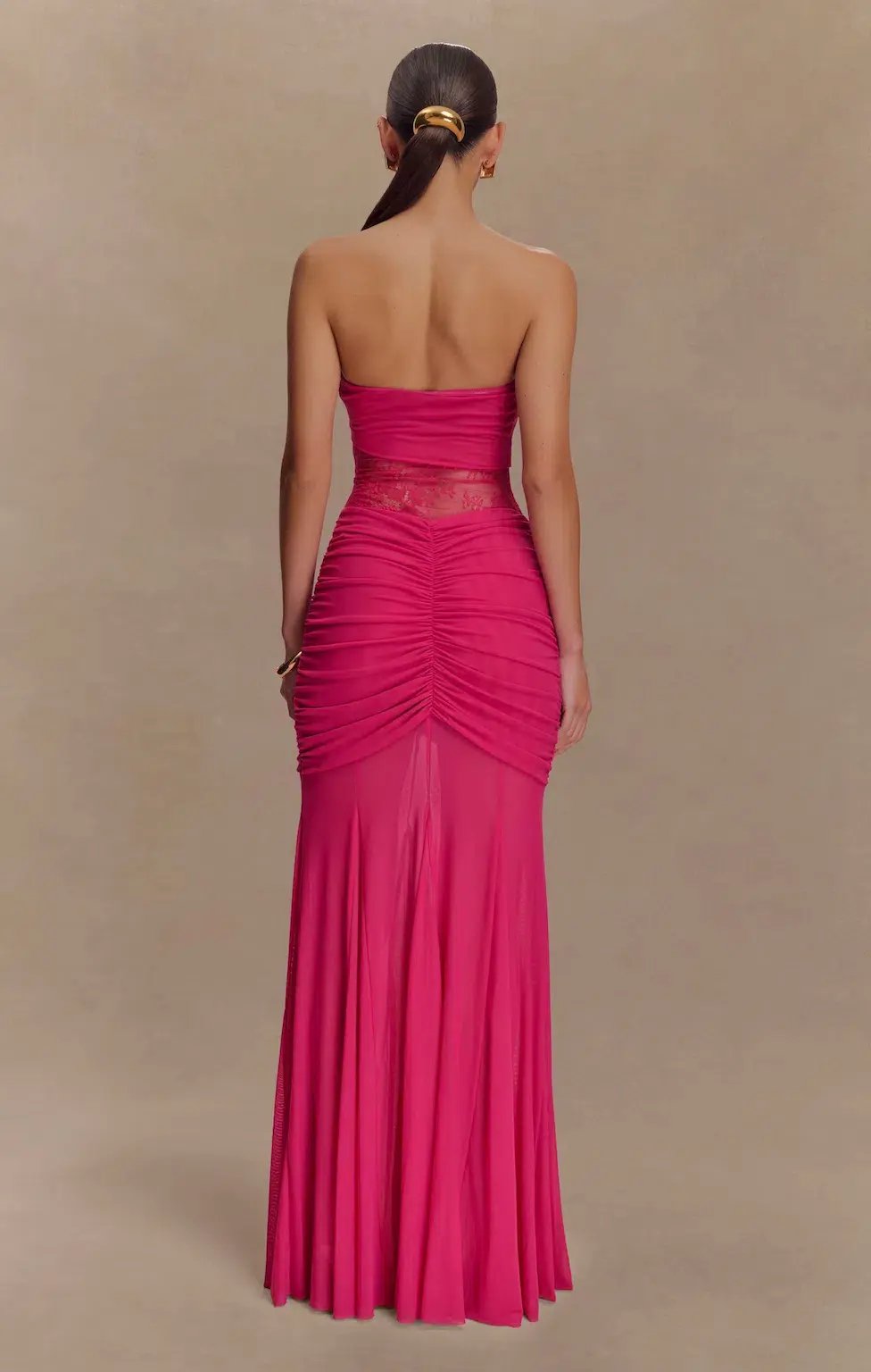 Meshki Khadijah Lace and Mesh Maxi Dress in Pink Size 10 photo 3