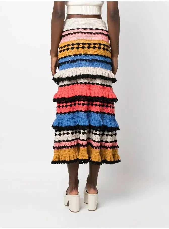 Zimmermann Tiggy Frilled Tiered Skirt Multi Size 8 photo 3