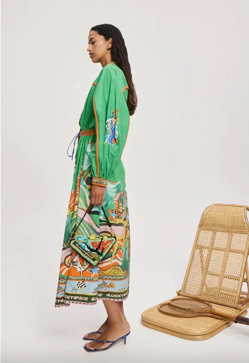 Alémais Lucky Pace Midi Shirtdress in Green Size 16 photo 2