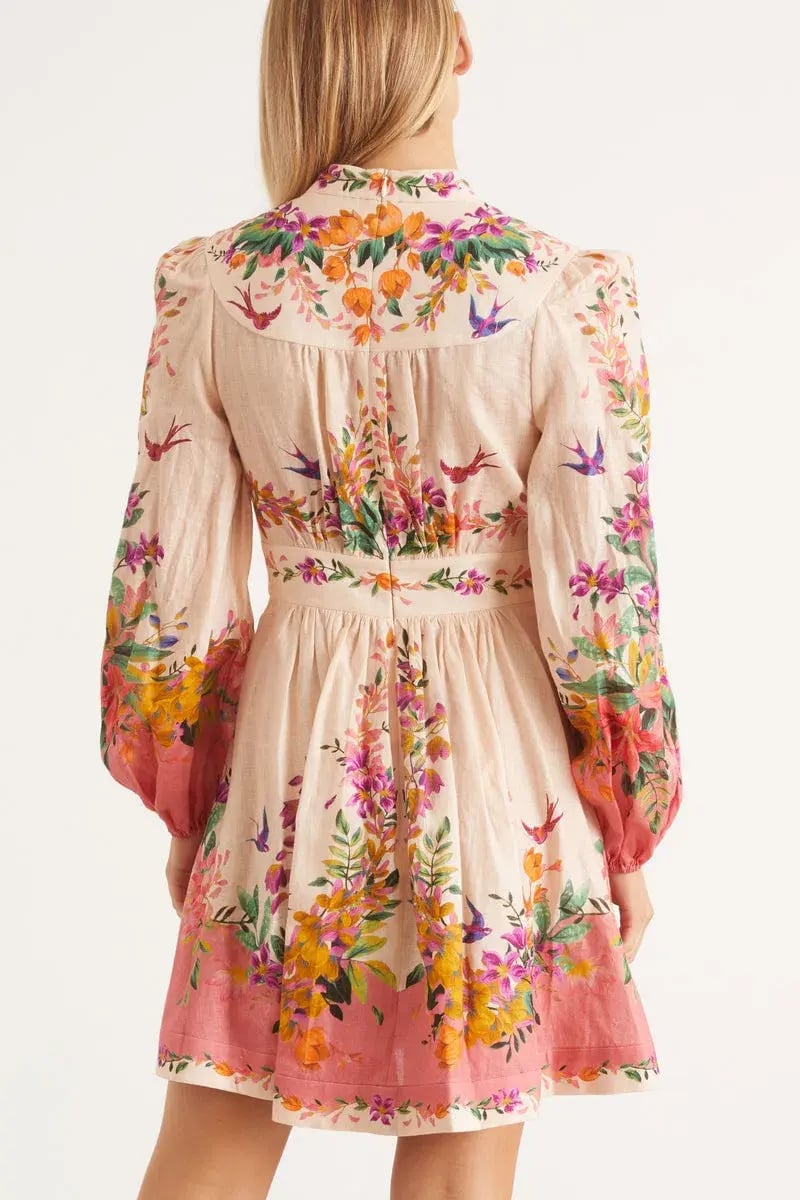 Zimmermann Tropicana Plunge Mini Dress Print Size 14 photo 2