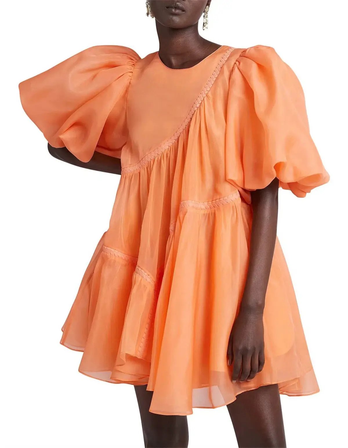 Aje Riviera Puff Sleeve Mini Dress Orange Size 6 photo 2