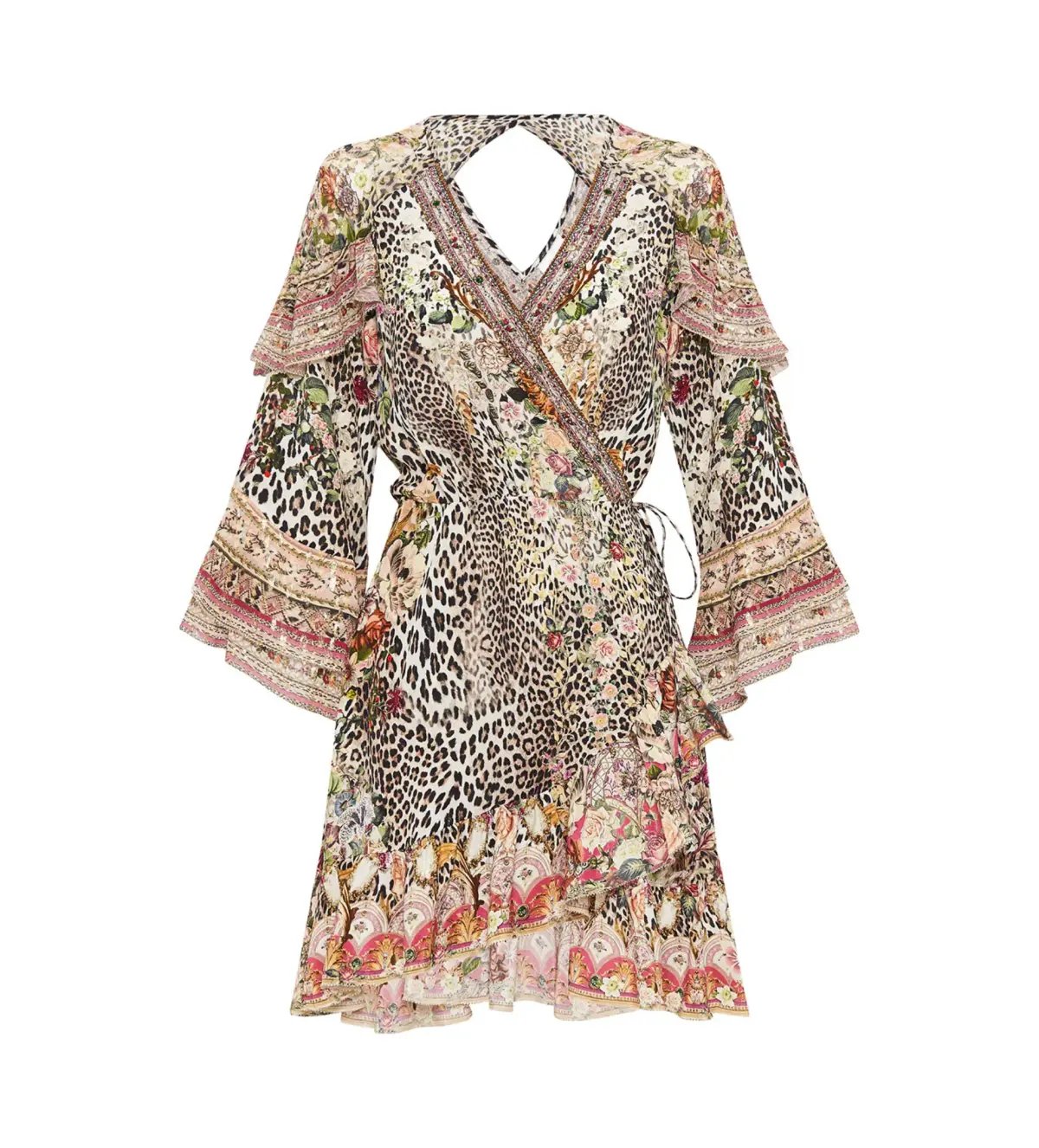 Camilla Anarchy At Annabels Short Wrap Mini Dress With Ruffles Multi Floral Print Size AU 8 photo 6