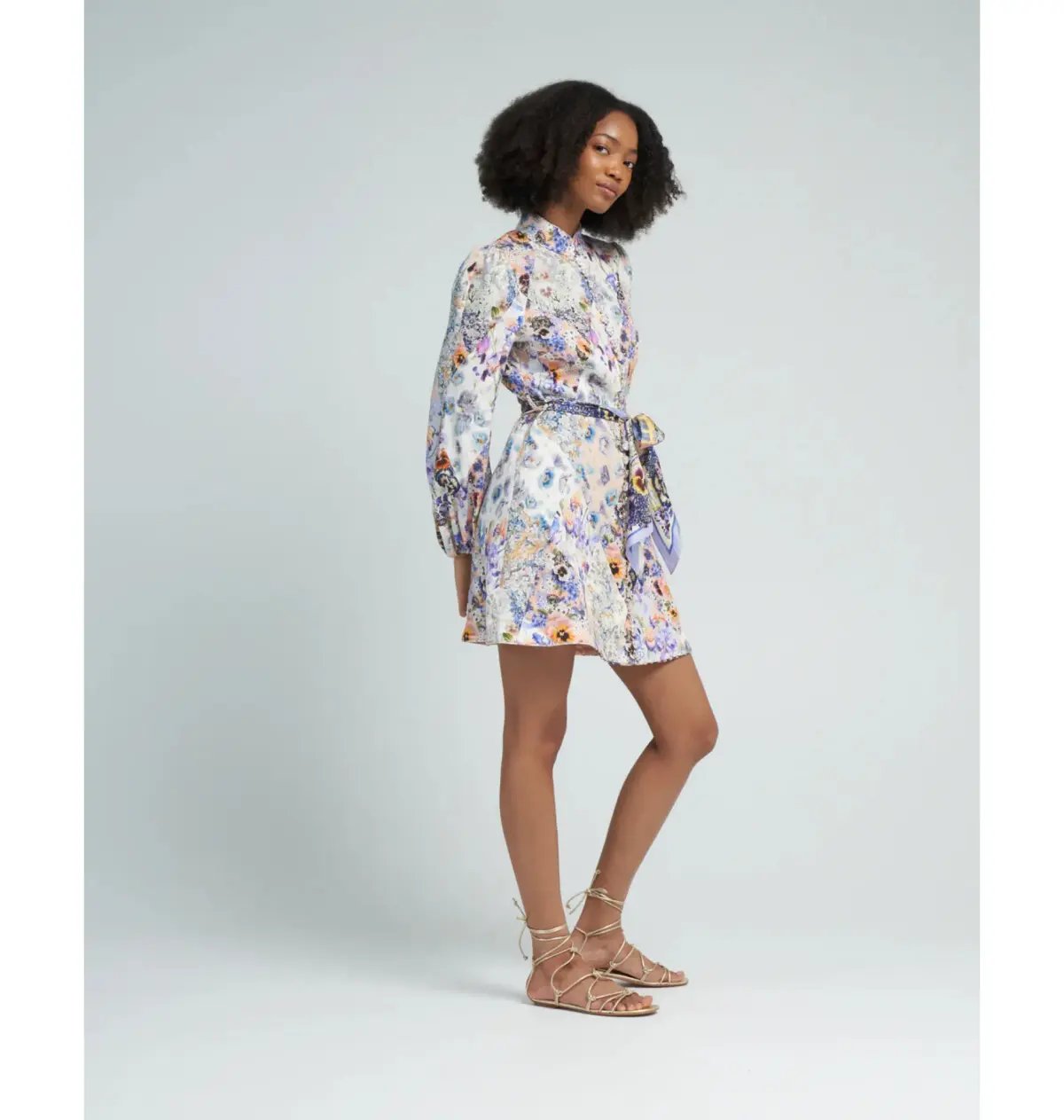Zimmermann Tama Belted Mini Dress in Diamond Splice Floral Size 2 / AU 12 photo 2