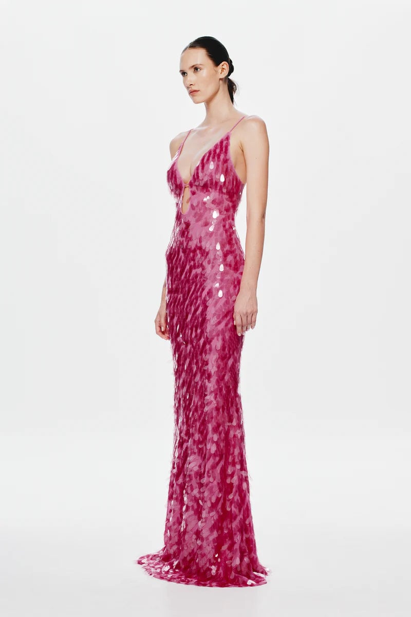 Misha Collection Sapphire Sequin Maxi Dress - Fuchsia photo 4