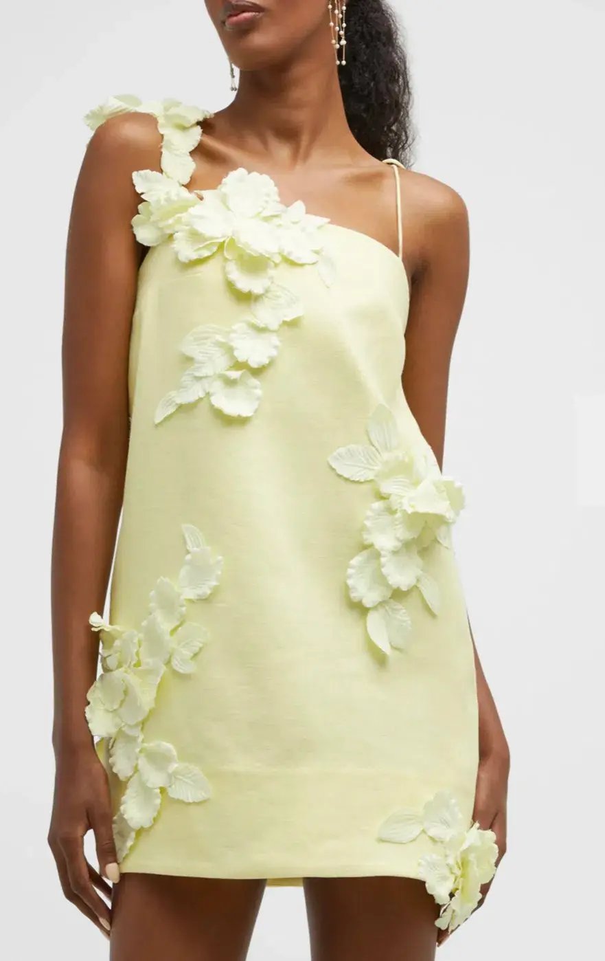 Zimmermann High Tide Shift Flower Mini Dress Yellow Size 1 / Au 10 photo 4