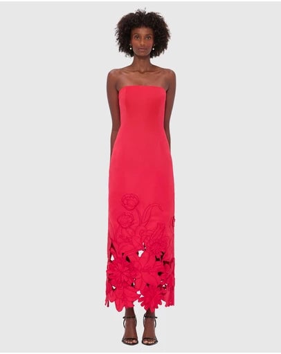 Leo Lin Rayna Applique Dress - Red photo 4