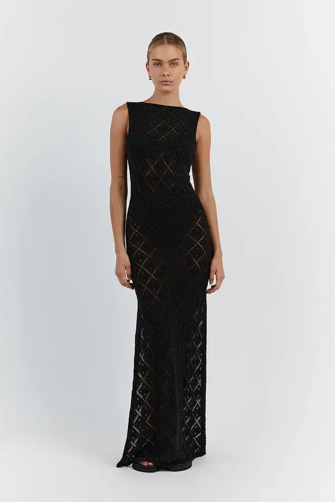 Dissh Sorrento Crochet Maxi Dress Black Size 10 photo 2