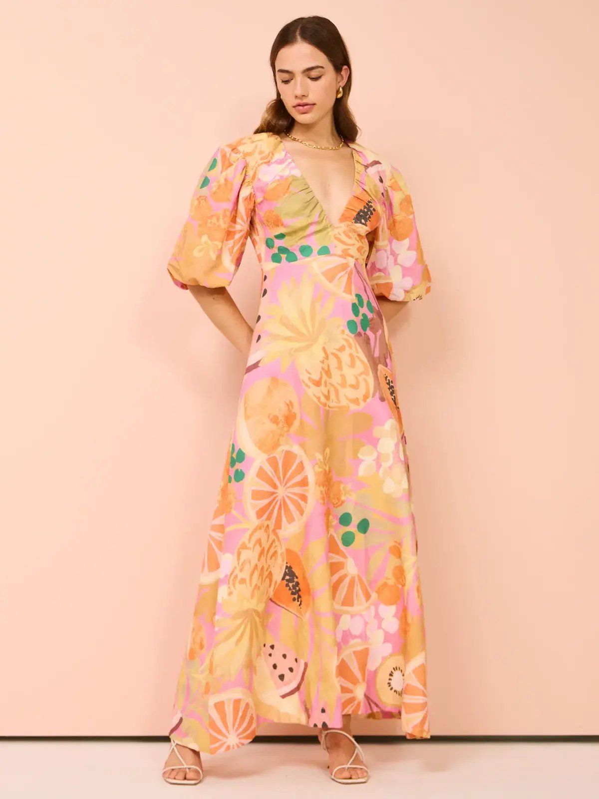 By Nicola Bolero Maxi Gathered Neckline Dress In Fruit Punch Size AU 8 photo 3