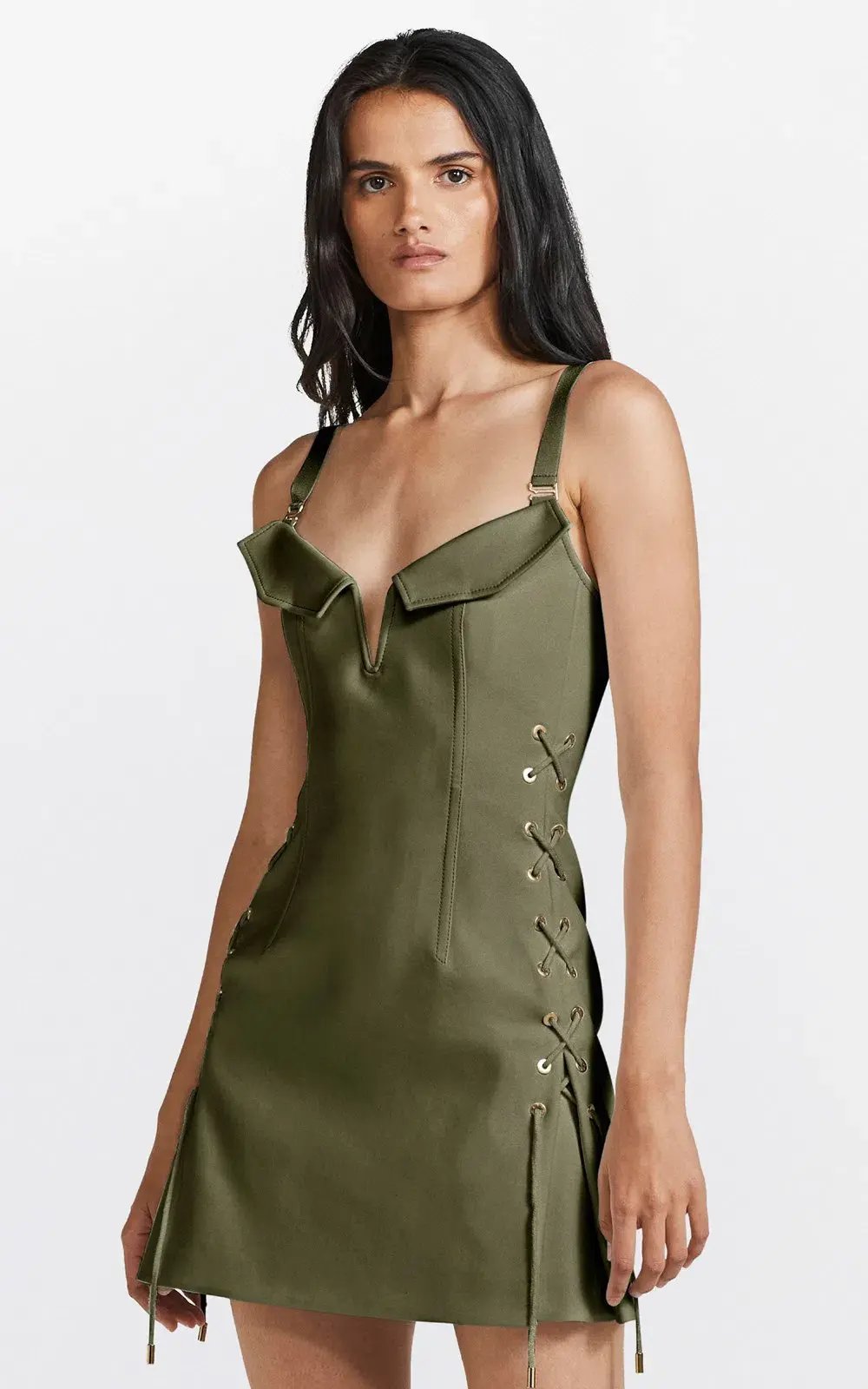 Dion Lee Laced Bonded Mini Dress Green Size 8 photo 4