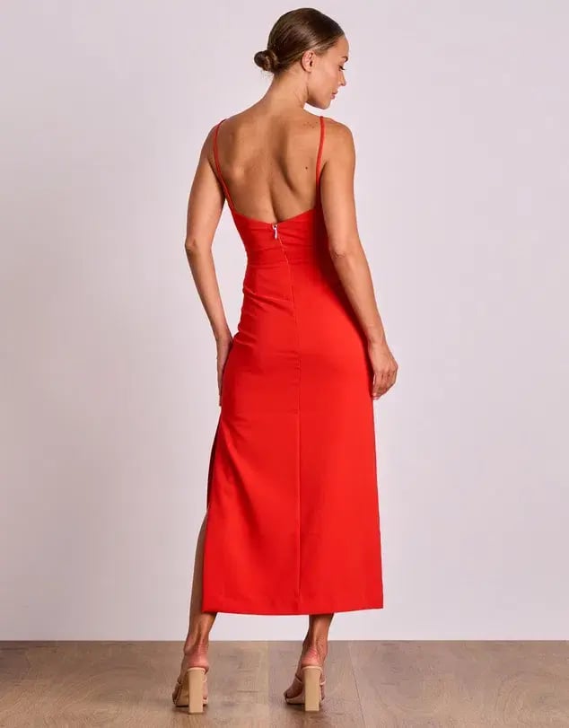 Pasduchas Emerson Column Midi Dress Red Size 8 photo 3