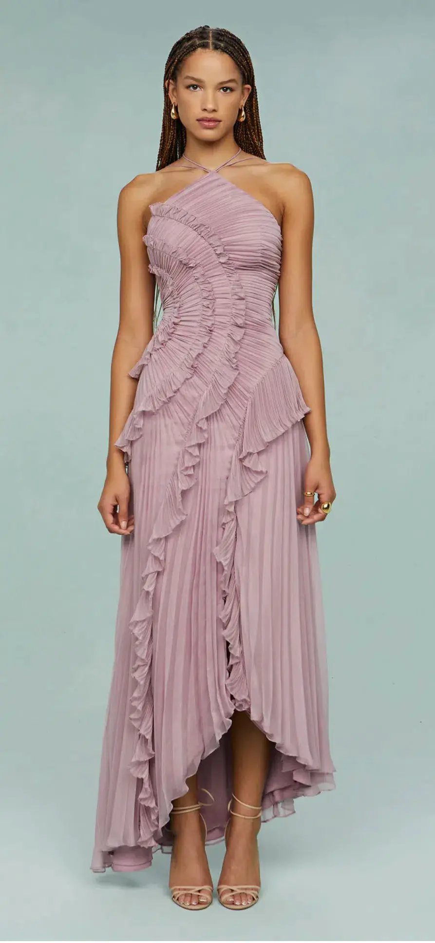 Amur Lorelie Halter Gown Water Hyacinth Size 8/2 photo 2