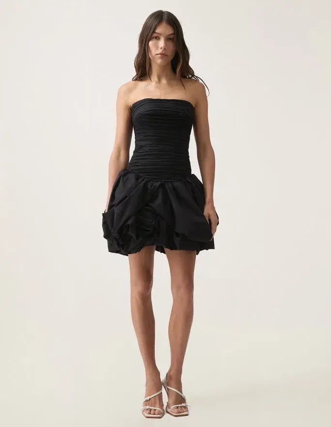 Aje Violette Bubble Hem Mini Dress Black Size 6 photo 3