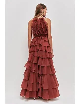 Aje Cleo Gown Rust Size 10 photo 5