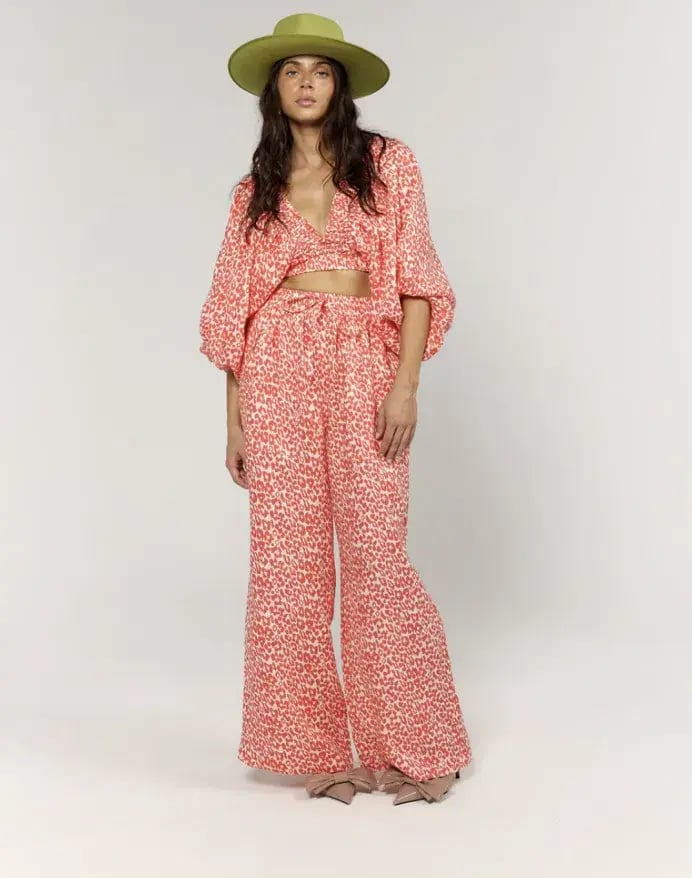La Boheme Girls Coral Oat Leopard Juno Pant Essie Top Set Size S AU 6 photo 2