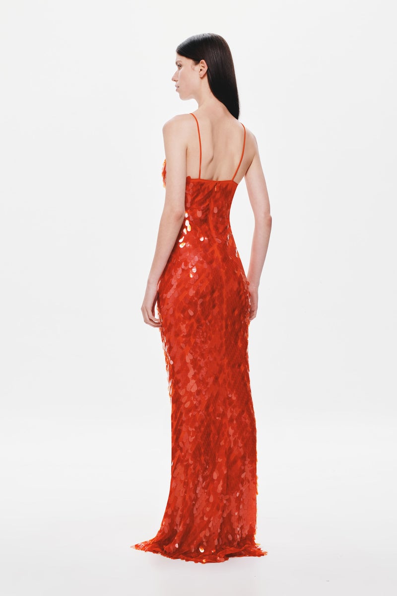 MISHA COLLECTION SAPPHIRE SEQUIN MAXI DRESS - RED photo 4