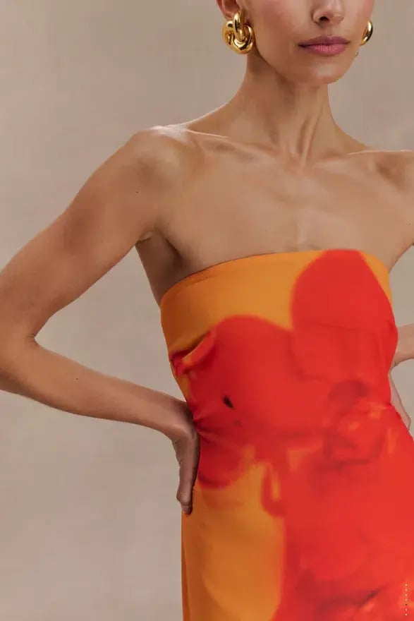 Meshki Amaya Maxi Gown Orange Print Size 12 photo 4