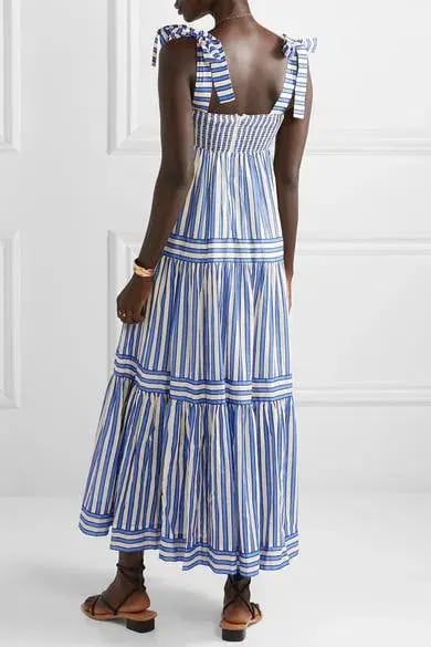 Zimmermann Verity Striped Tiered Maxi Dress Blue Stripe Size 0 / AU 8 photo 3