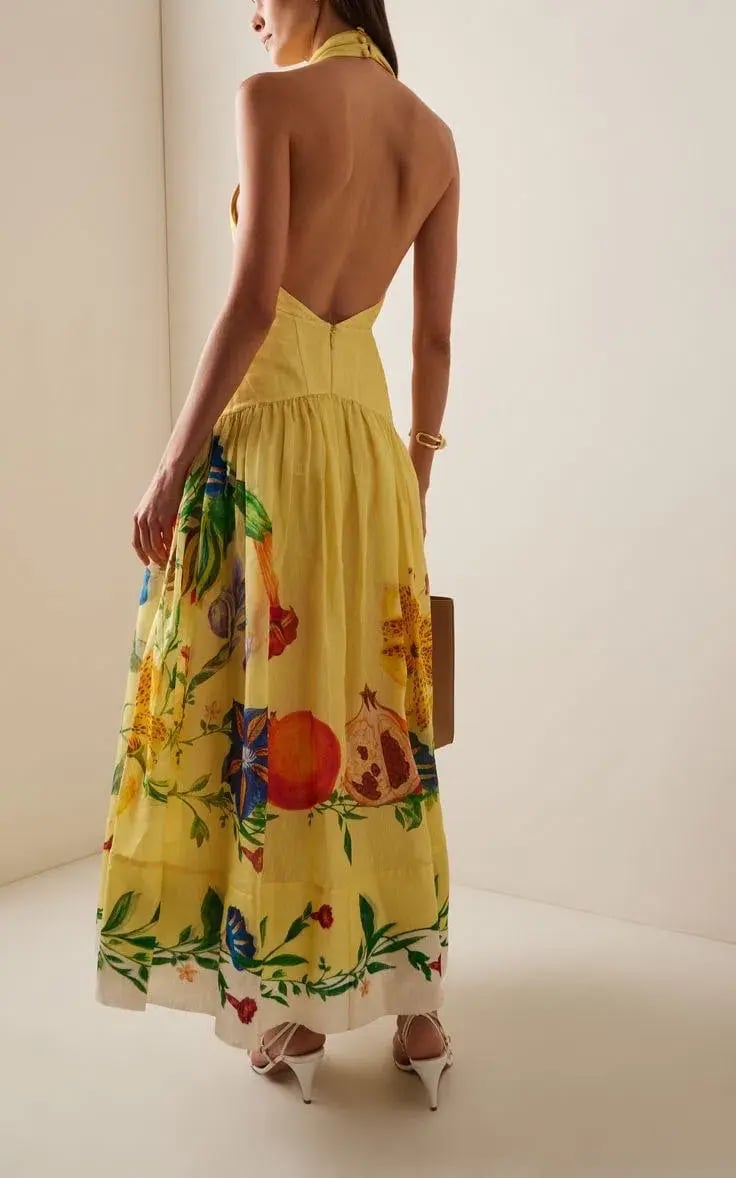 ALEMAIS Dahlia Halter Gown Yellow Size 10 AU photo 9