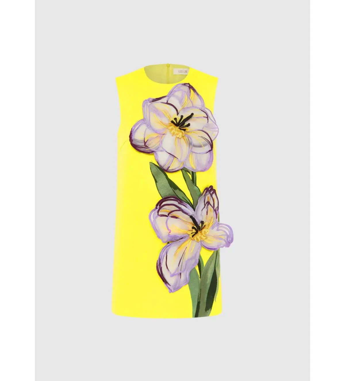 Leo Lin Yvonne Appliqué Floral Mini Dress Iris Print in Yellow Size AU 10 photo 4