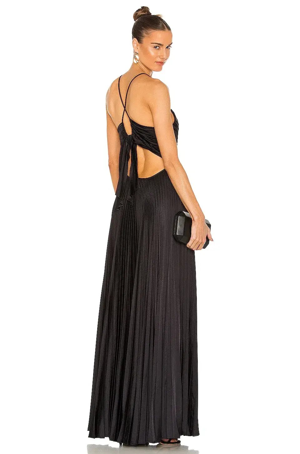 A.L.C. Aries Satin Pleated Dress Black 8 photo 2
