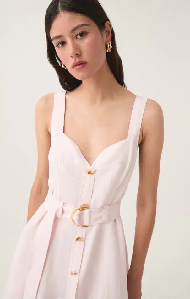 Aje Clay Belted Midi Dress in Pastel Pink Size AU 8 photo 2