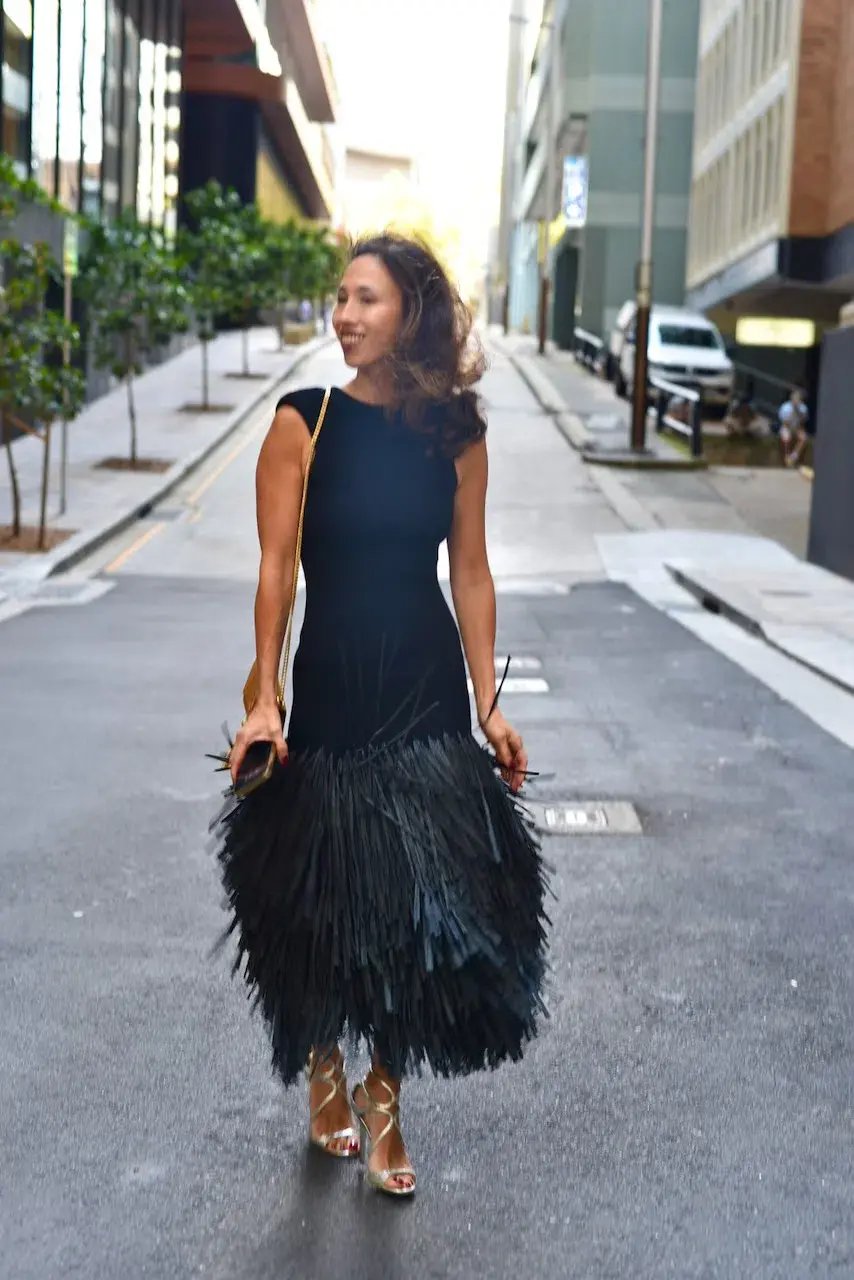 Aje Rushes Rafia Knit Midi Dress Black Size 4 photo 3