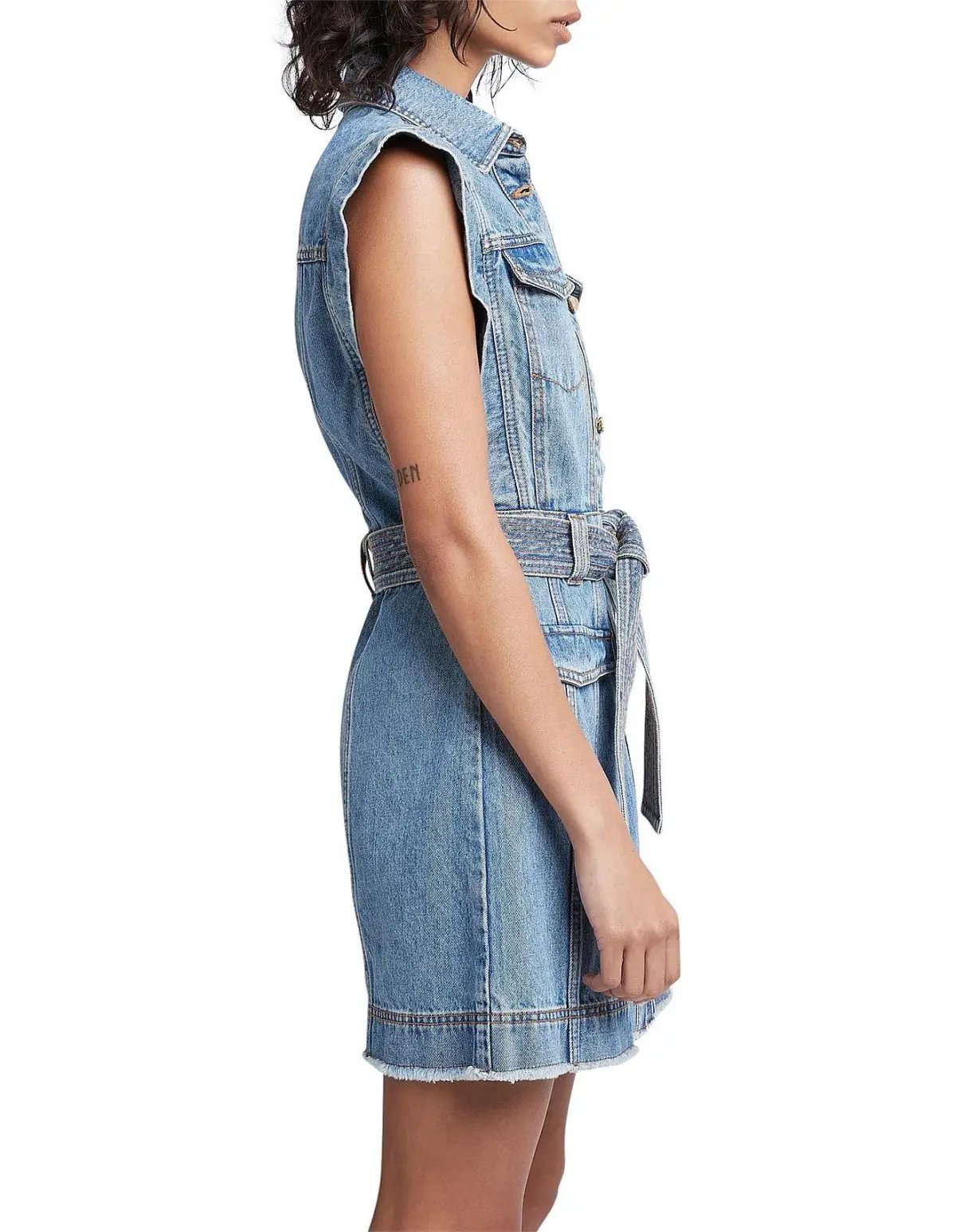 Aje Remi Denim Mini Dress in 90's Wash Size AU 14 photo 6
