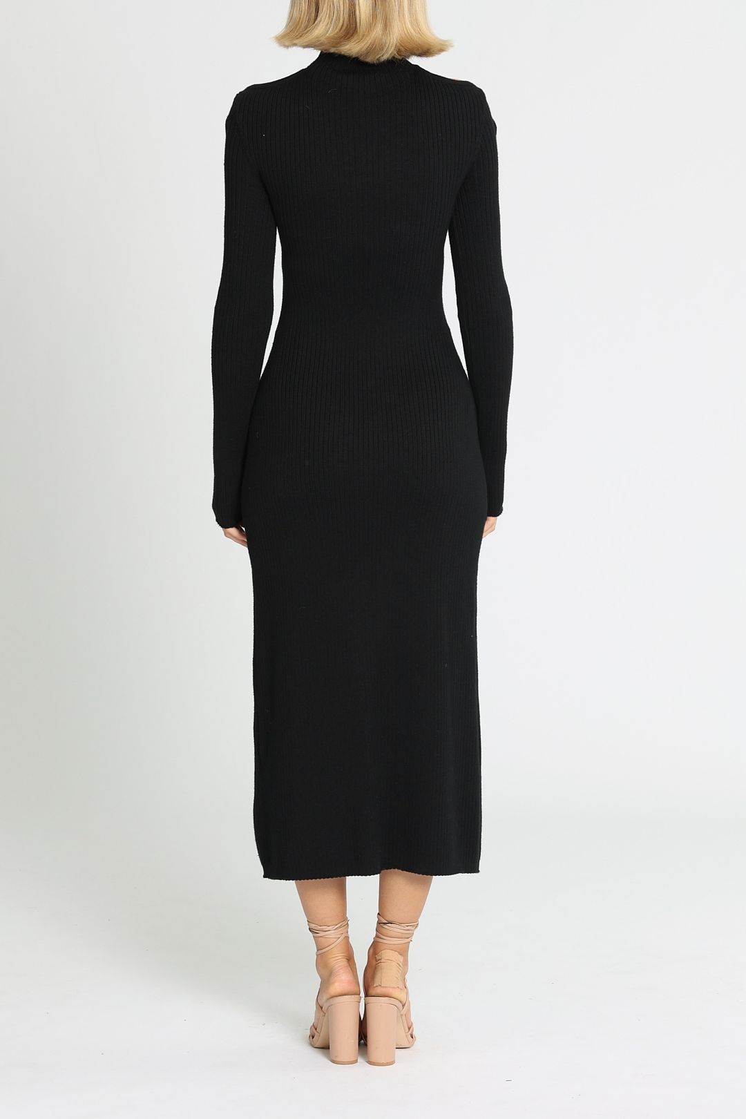 Gray Rib Knit Dress - Black photo 3