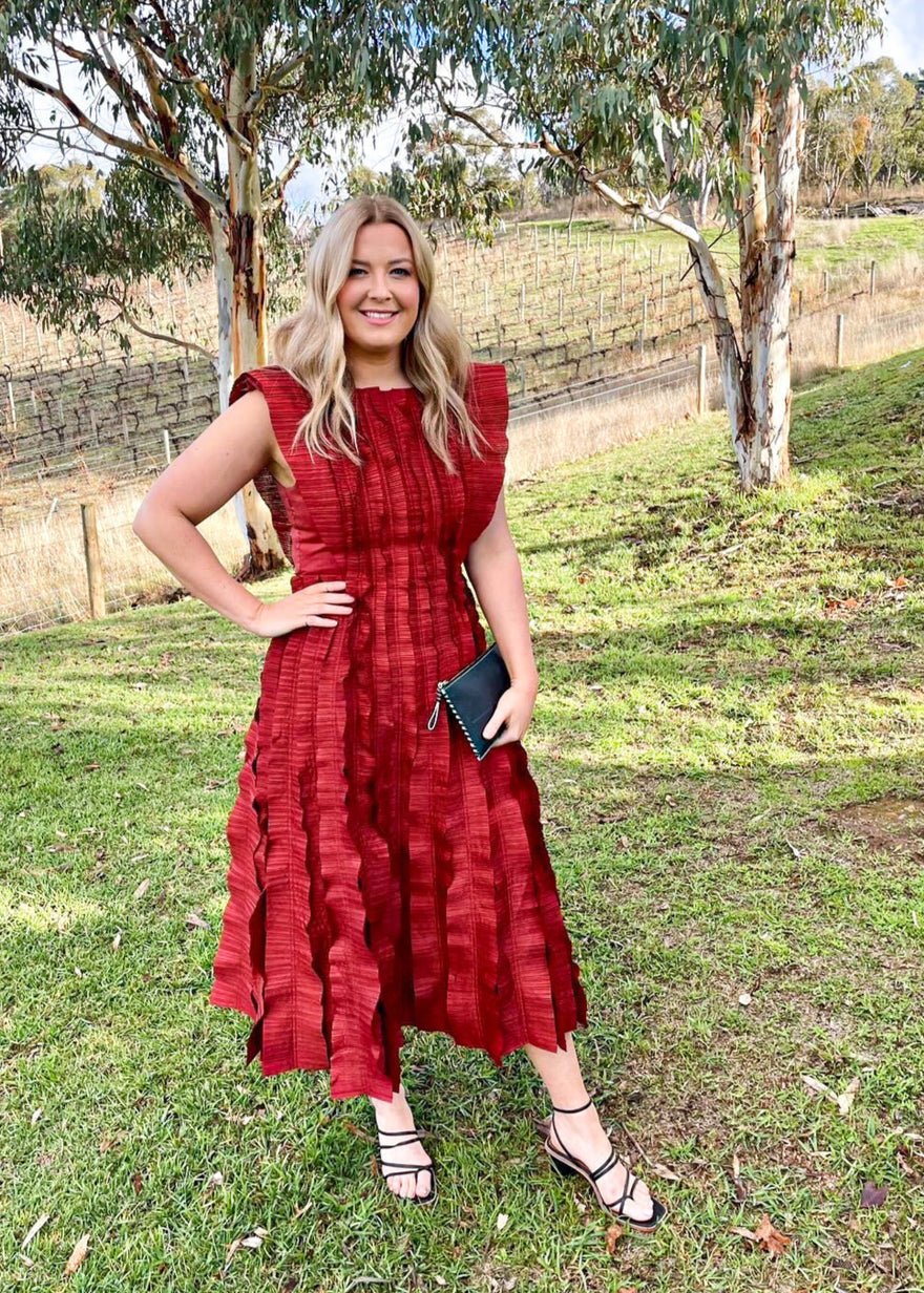Aje Hybrid Midi Dress - Burgundy photo 2