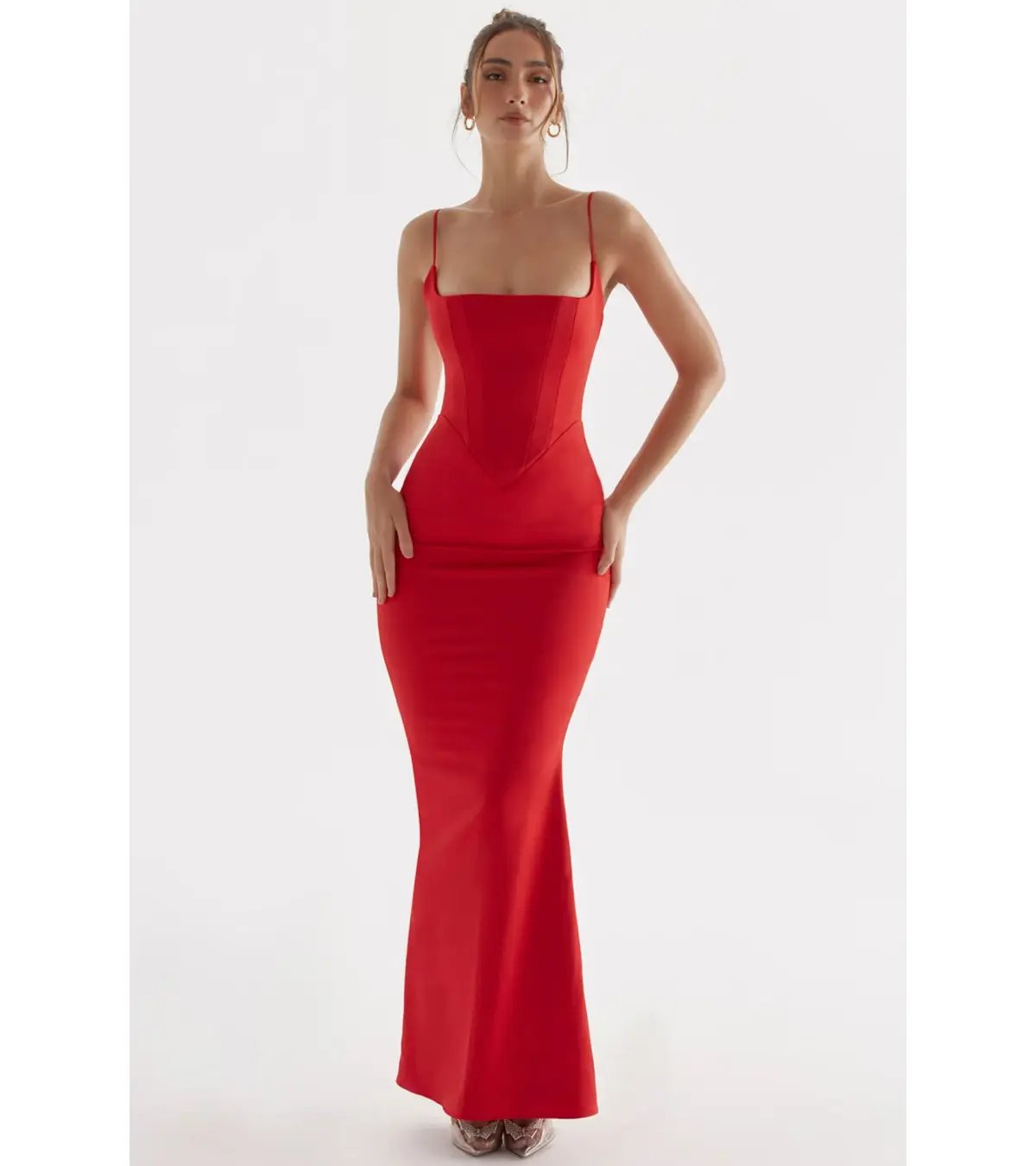 House of CB  Olivette Satin Corset Maxi Dress Red Rose Size S / AU 8 photo 2