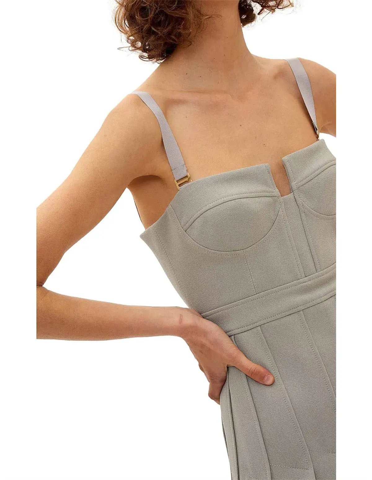 Dion Lee Column Pleated Mini Dress Green Size 8 photo 3