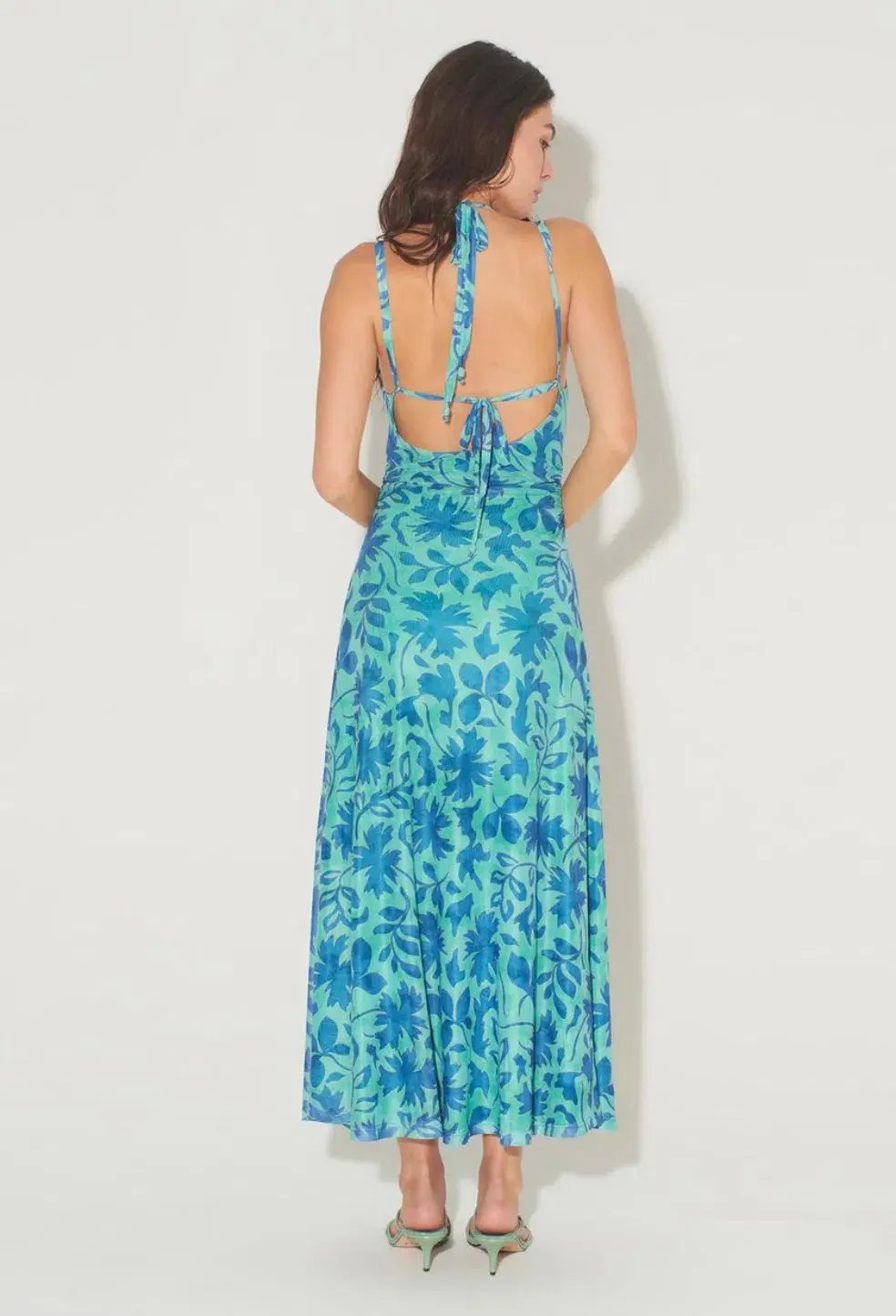 Hansen and Gretel Odessa Dress Aqua Leaf Size 6 photo 3