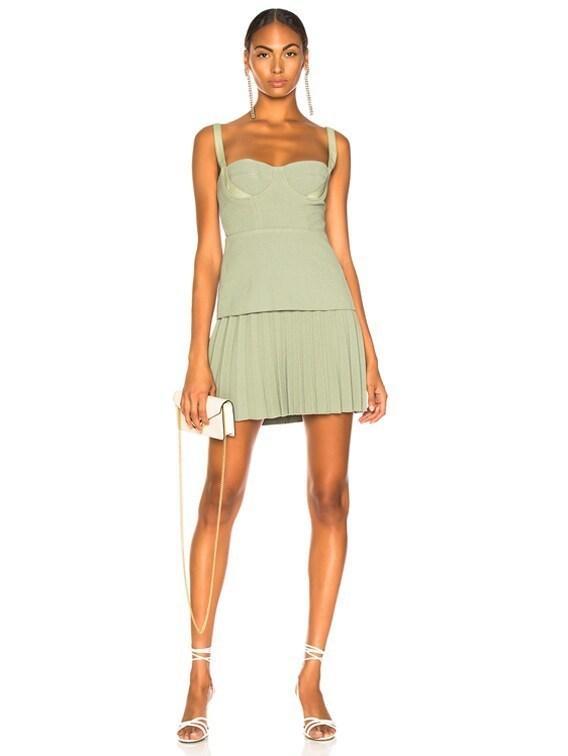 Dion Lee Bustier Pleated Mini Dress Green- Size 8 photo 2