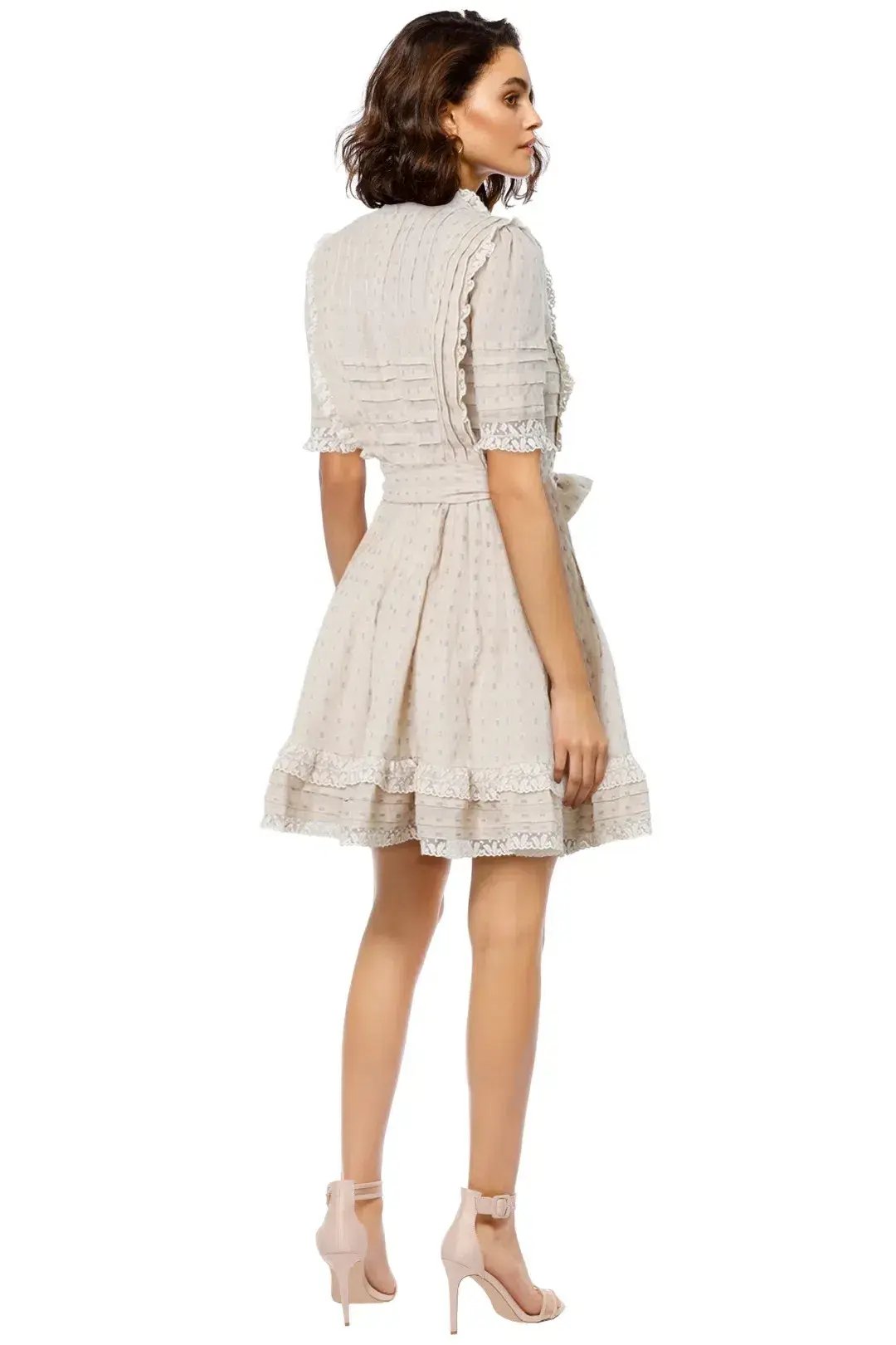 Zimmermann Helm Dot Frill Mini Dress Cream Size 8 photo 2