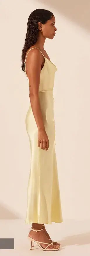 La Lune Bias Cowl Midi Dress Lemon Size 10 photo 4