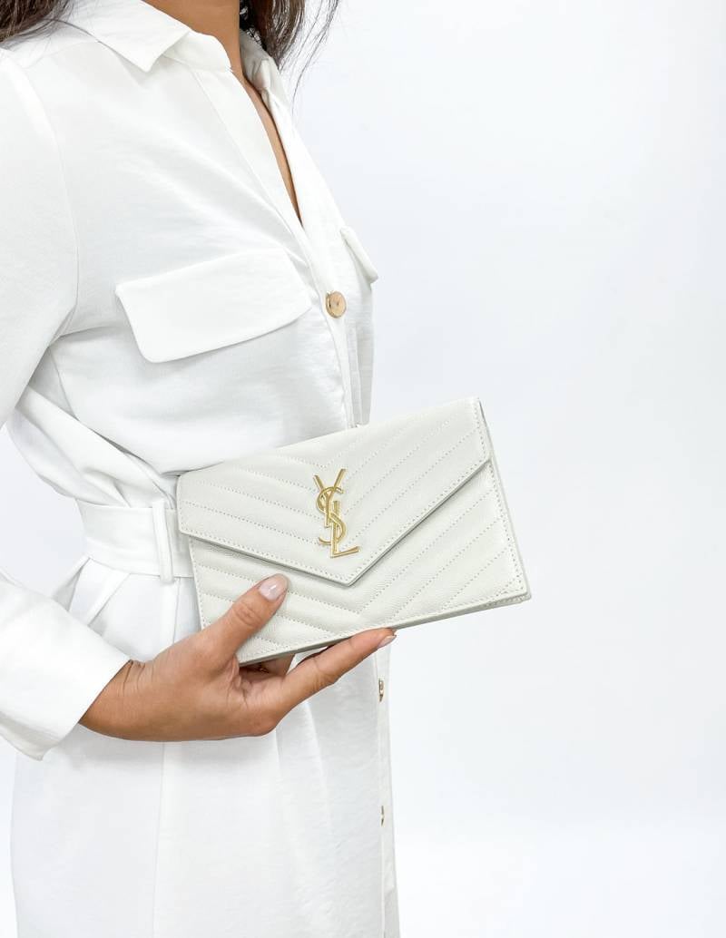Saint Laurent Cassandre Envelope Bag - Soft White photo 3