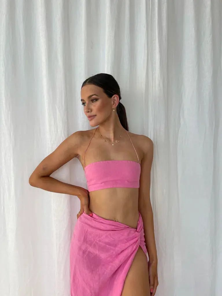 Natalie Rolt Kylie Crop Size 0 & Kaia Skirt Size 1 Set Pink photo 6